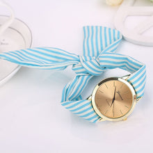 Load image into Gallery viewer, Fashion Women Stripe Floral Cloth Quartz Dial Bracelet Wristwatch Watch Representative of the fashion world Eye-catching Sexy#30
