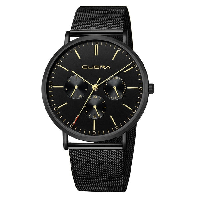 2019 New Watch Fashion Mens Watch Slim Mesh Steel Waterproof Minimalist Wrist Watches Luxury Watch 22*