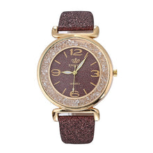 Load image into Gallery viewer, Luxury women watches leather watchband Fashion Crystal Rhinestone stainless steel quartz wristwatches ladies dress clock relogio
