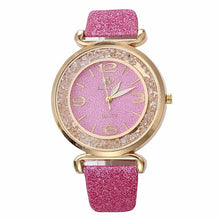 Load image into Gallery viewer, Luxury women watches leather watchband Fashion Crystal Rhinestone stainless steel quartz wristwatches ladies dress clock relogio

