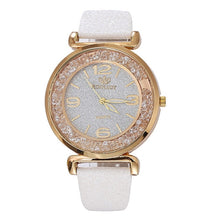 Load image into Gallery viewer, Luxury women watches leather watchband Fashion Crystal Rhinestone stainless steel quartz wristwatches ladies dress clock relogio
