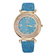 Load image into Gallery viewer, Luxury women watches leather watchband Fashion Crystal Rhinestone stainless steel quartz wristwatches ladies dress clock relogio

