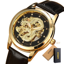 Load image into Gallery viewer, Luxury Dragon Skeleton Automatic Mechanical Watches For Men Wrist Watch Stainless Steel Strap Gold Clock Waterproof Mens relogio

