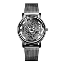 Load image into Gallery viewer, Fashion Business Skeleton Watch Men Engraving Hollow Dress Quartz Wristwatch Stainless Steel Band Clock Relojes Mujer Drop Ship

