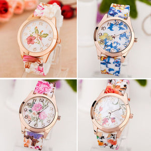 2019 Causal Best-Selling Women Girl Watches The Latest Fashion Korea Style Printed Flower Quartz Wrist Watches Relogio Feminino